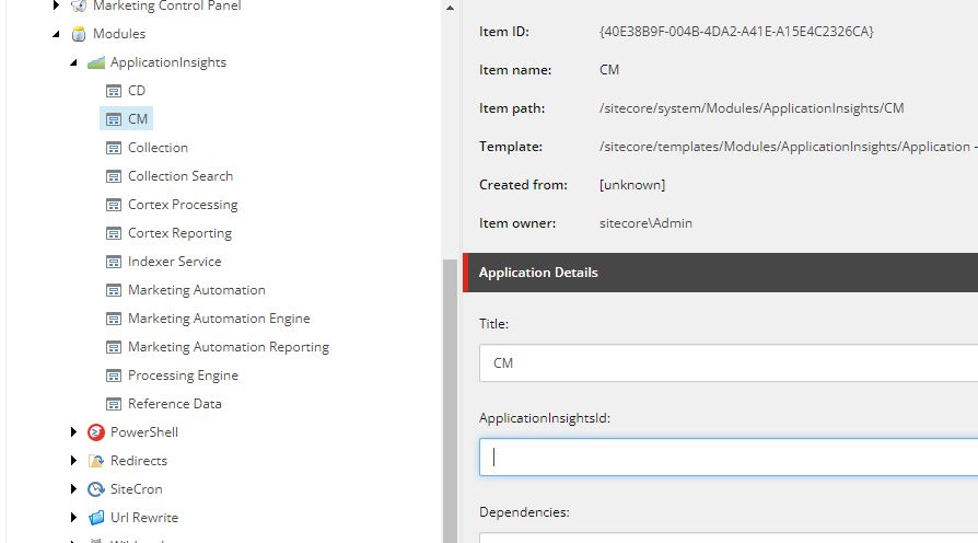 Application Insight config